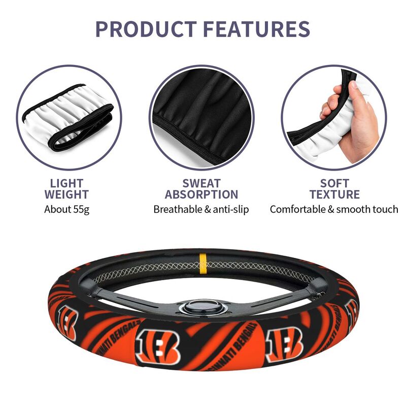 Cincinnati Bengals Printed breathable elastic steering wheel cover
