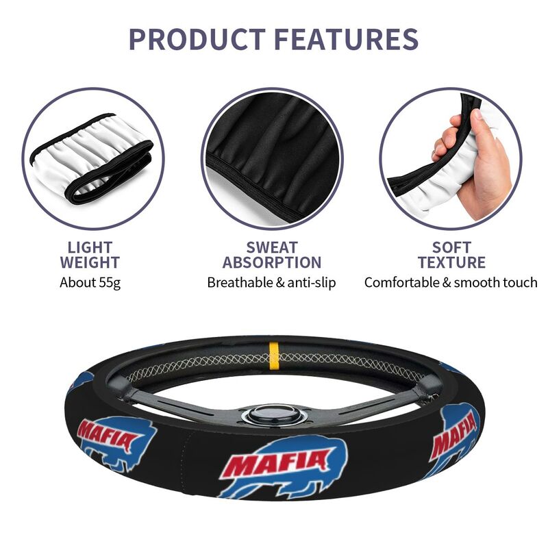 Buffalo Bills Printed breathable elastic steering wheel anti slip cover