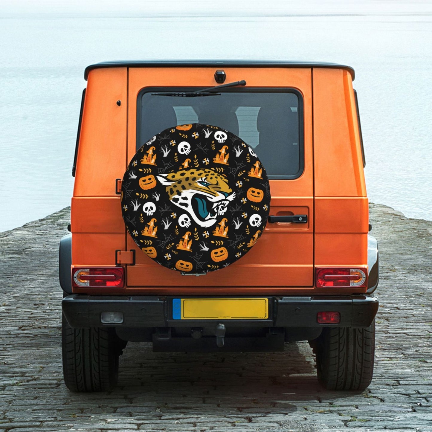Jacksonville Jaguars Print Pumpkin Castle Small Printed Car Tire Cover Tire Dust Cover