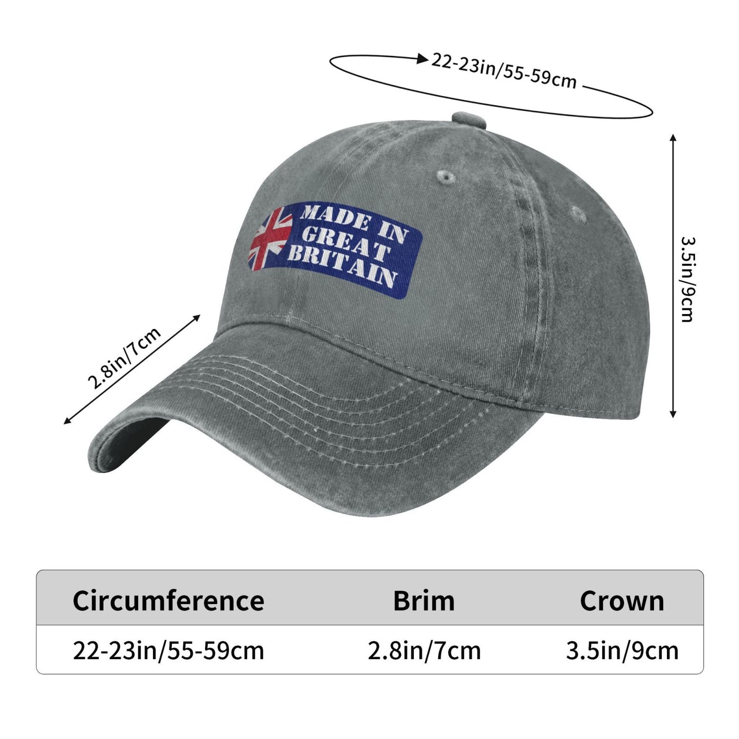 Made In Great Britain Flag Design Sticker Printed unisex baseball cap adjustable cap outdoor sun hats trucker hat
