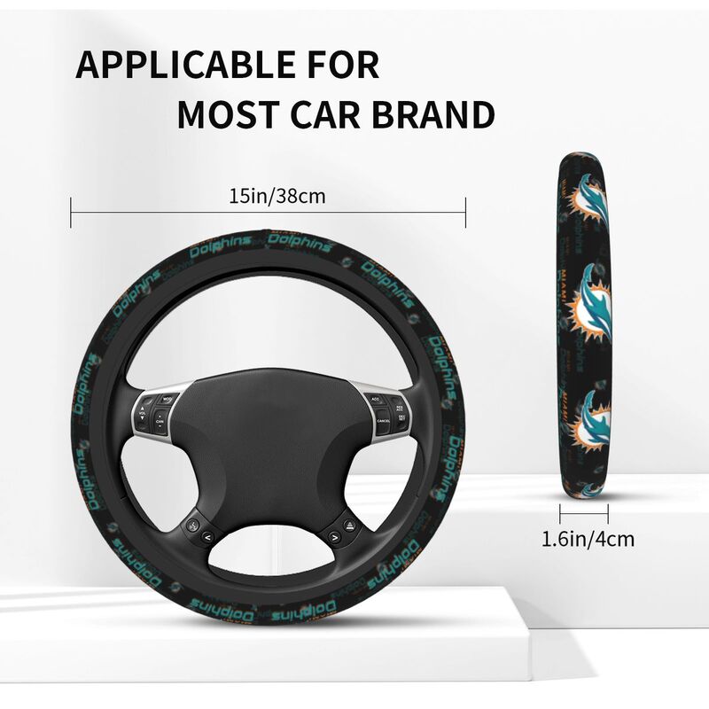 Miami Dolphins Printed breathable elastic steering wheel protective cover
