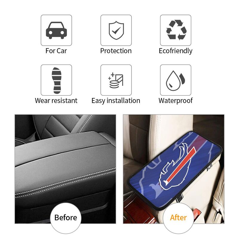 Car armrest box pad Buffalo Bills 4 Printed central armrest box cushion protective pad
