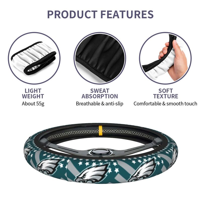 Philadelphia Eagles Printed elastic steering wheel cover car steering wheel protective cover