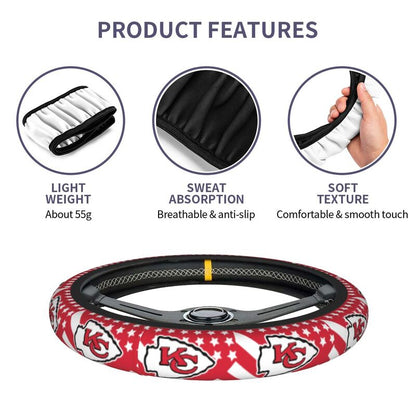 Kansas City Chiefs 3 Printed breathable elastic steering wheel cover