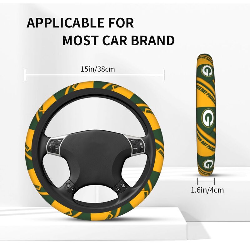 Green Bay Packers Printed elastic steering wheel cover anti slip breathable