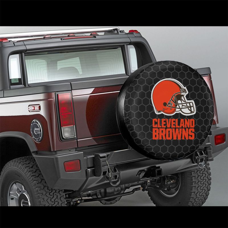 Cleveland Browns Grid printed car tire cover dustproof and waterproof tire cover