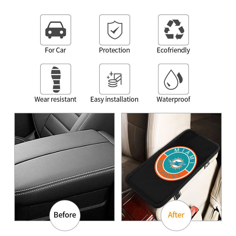 Miami Dolphins print car armrest protective cover Car center console armrest pad