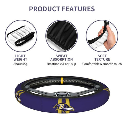 Baltimore Ravens Printed breathable elastic steering wheel cover