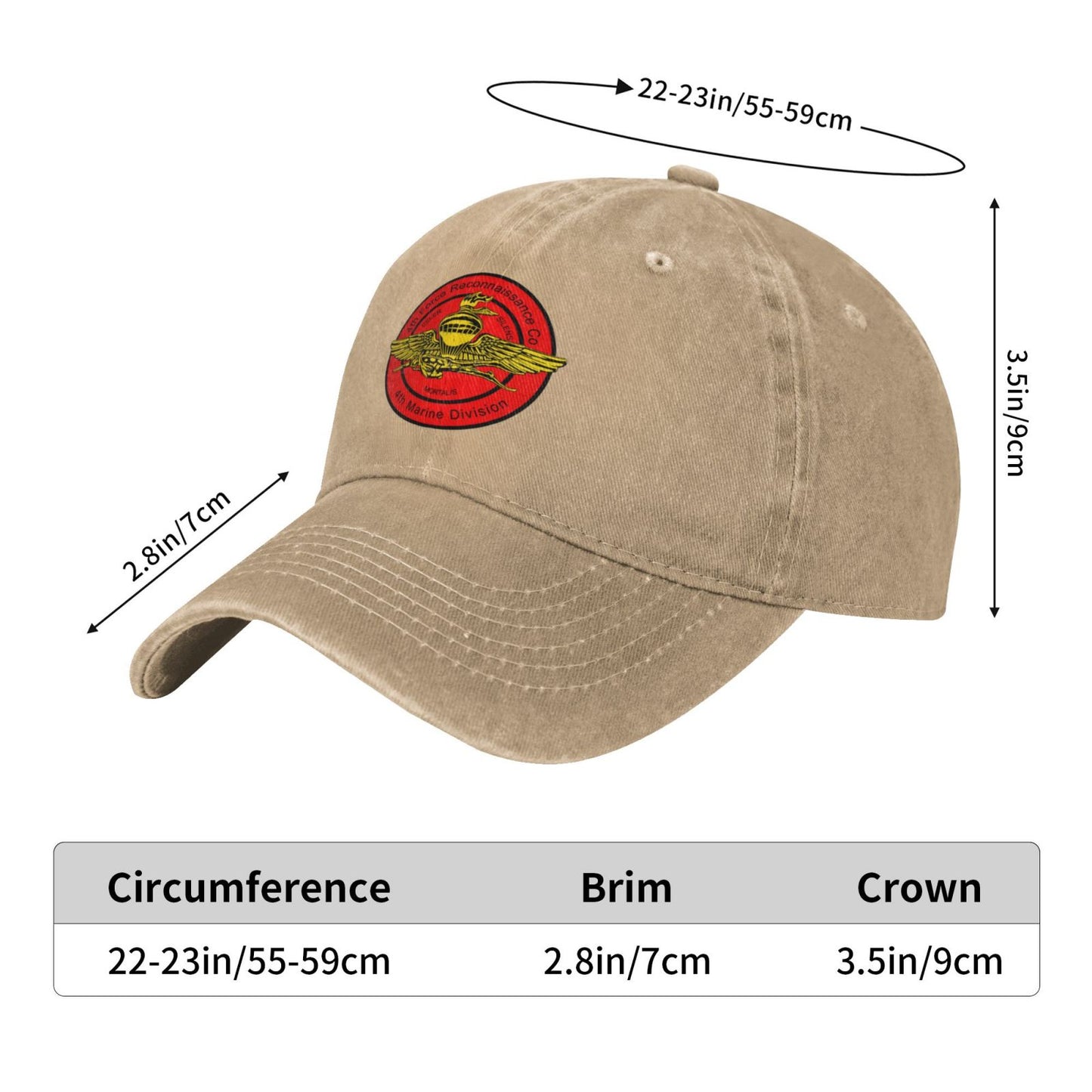 4th Force Reconnaissance Company Insignia (transparent Background) 03 Printed unisex baseball cap adjustable cap veteran gift
