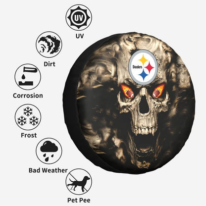 Pittsburgh Steelers print Skull print car tire cover tire dust cover