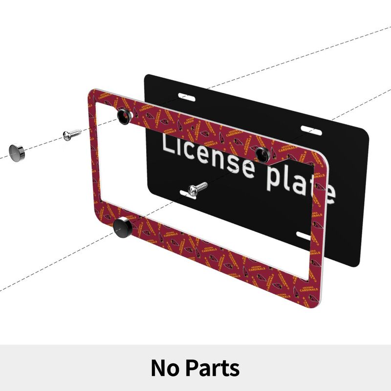 Arizona Cardinals Print front rear license plate holder circular hole license plate holder (one pair)