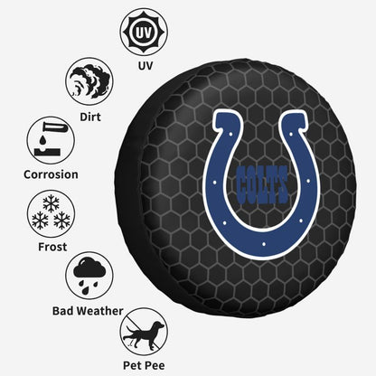 Indianapolis Colts Grid printed car tire cover dustproof and waterproof tire cover