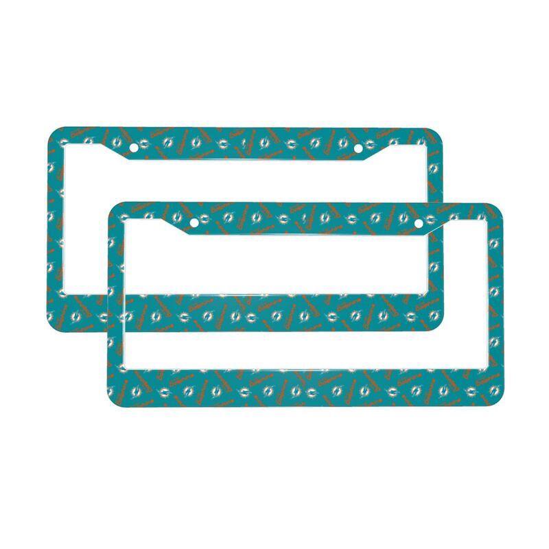 Miami Dolphins Print front rear license plate holder circular hole license plate holder (one pair)