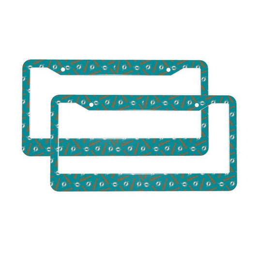 Miami Dolphins Print front rear license plate holder circular hole license plate holder (one pair)