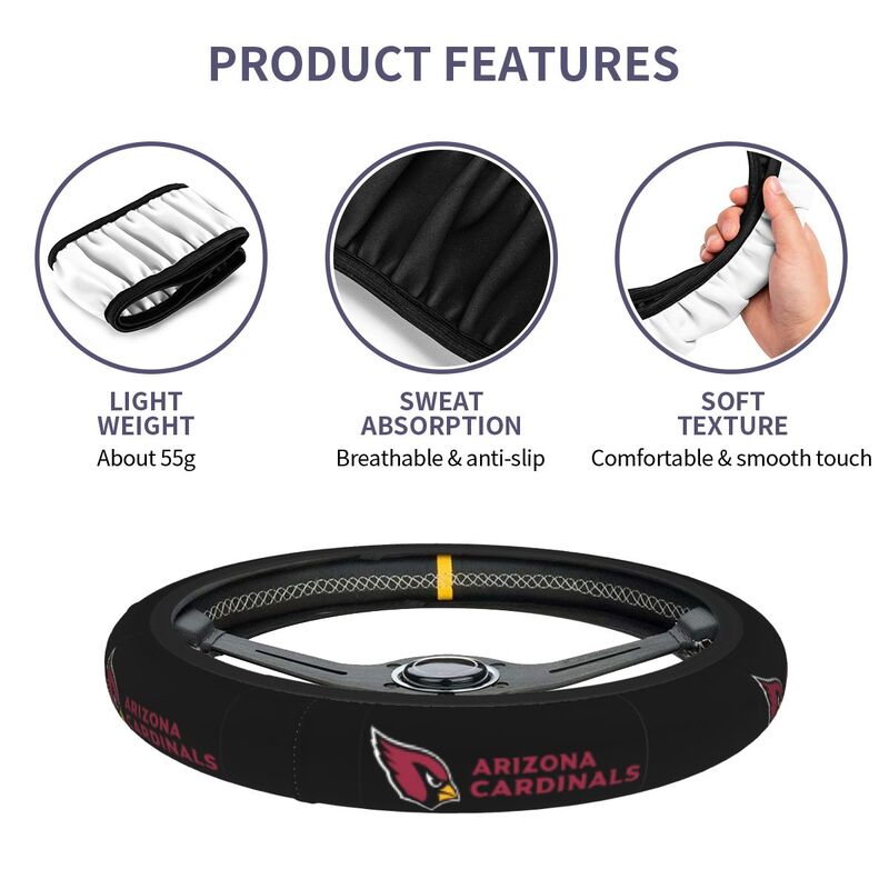 Arizona Cardinals 1 Printed breathable elastic steering wheel cover