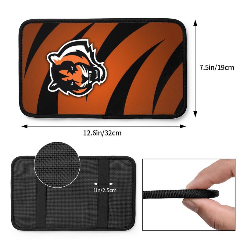 Car armrest box pad Cincinnati Bengals 3 Printed center armrest box pad protective pad