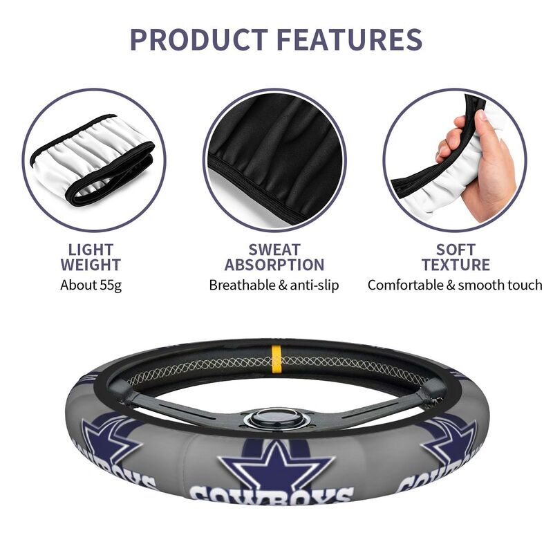 Dallas Cowboys 7 Printed breathable anti slip cover elastic steering wheel cover