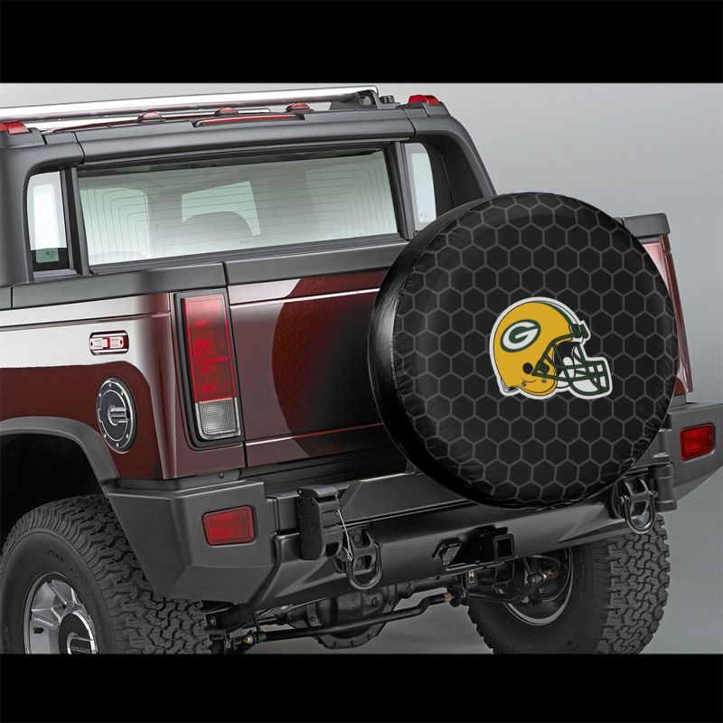 Green Bay Packers Grid printed car tire cover dustproof and waterproof tire cover