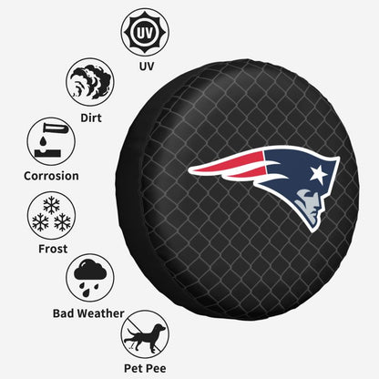 New England Patriots Grid background car tire waterproof dustproof protective cover