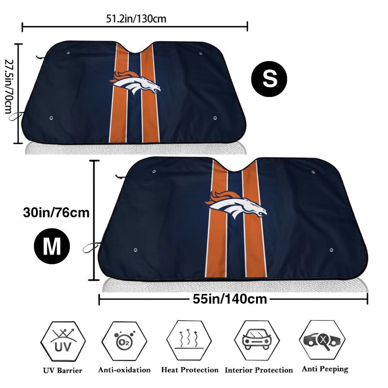 Denver Broncos 2 Print Car windshield sunshades suitable for front Car windshield sunshades