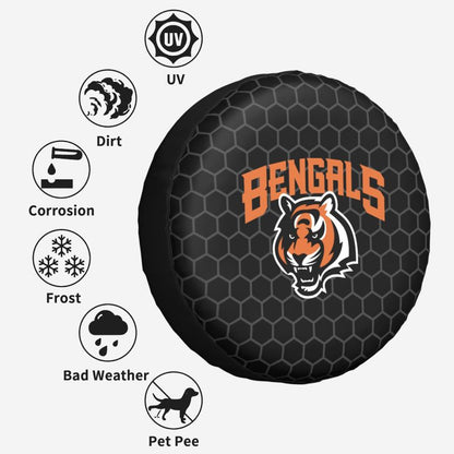 Cincinnati Bengals Grid printed car tire cover dustproof and waterproof tire cover