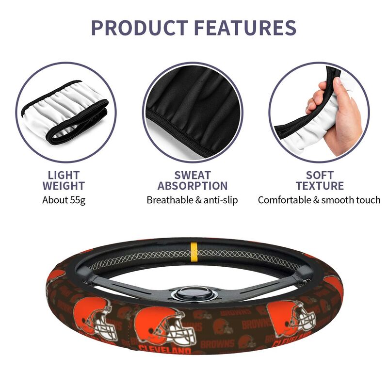 Cleveland Browns Printed elastic steering wheel cover breathable protective cover