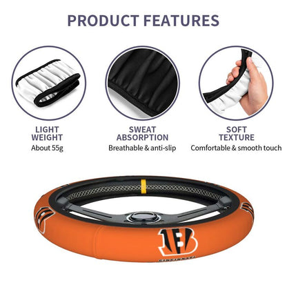 Cincinnati Bengals Printed breathable elastic steering wheel anti slip cover