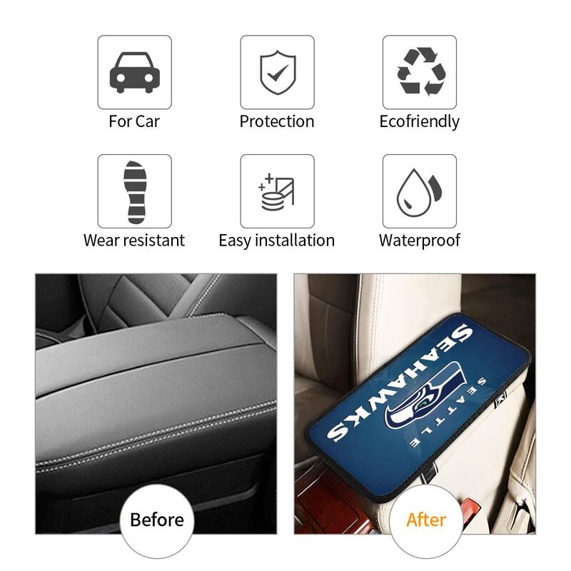Car armrest box pad Seattle Seahawks 5 Printed center armrest box pad protective pad