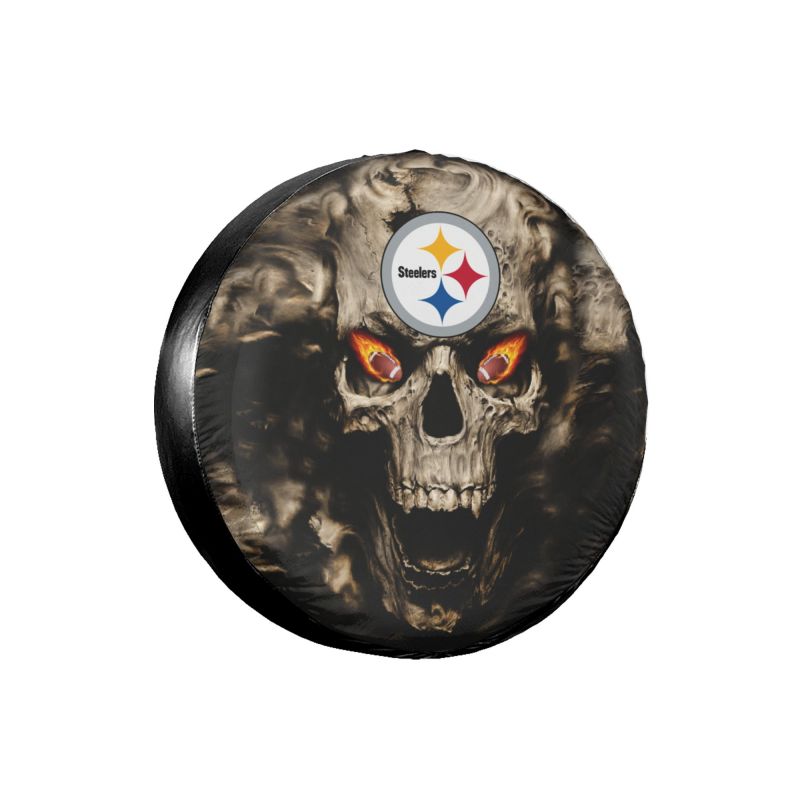 Pittsburgh Steelers print Skull print car tire cover tire dust cover