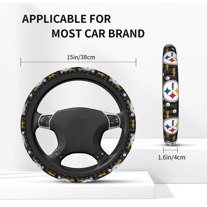 Pittsburgh Steelers 2 Printed breathable elastic steering wheel anti slip cover