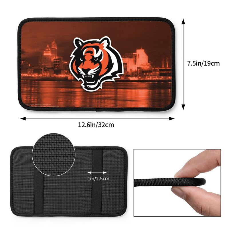 Car armrest box pad Cincinnati Bengals 1 Printed center armrest box pad protective pad