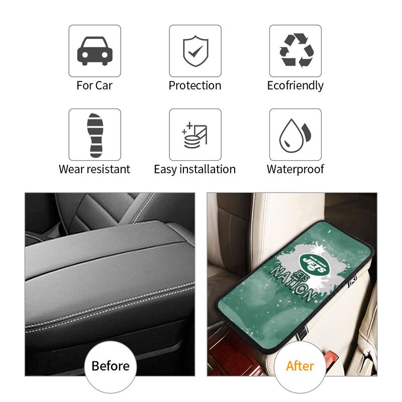New York Jets print car center console armrest pad Car armrest box protective cover