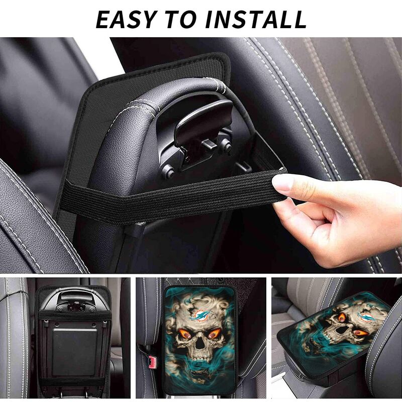 Miami Dolphins Printed car armrest box pad elbow support anti slip pad