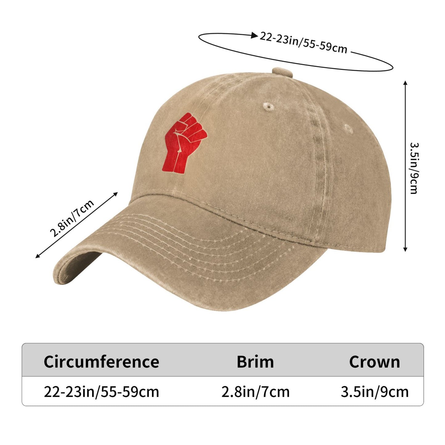RED RAISED CLENCHED FIST SOLIDARITY RESISTANCE Printed unisex baseball cap adjustable cap outdoor trucker hat veterans Gifts