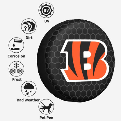 Cincinnati Bengals Grid printed car tire cover dustproof and waterproof tire cover