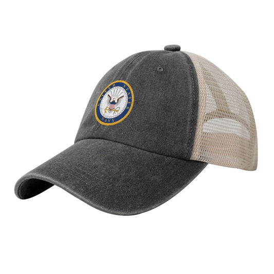 Emblem Of The United States Navy Printed unisex baseball cap adjustable grid baseball cap veteran gift