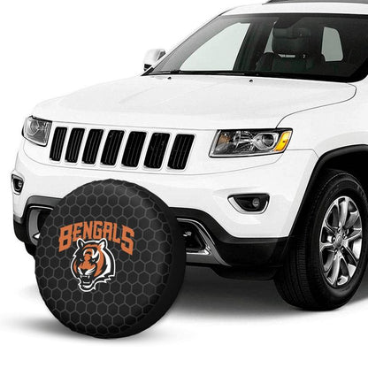 Cincinnati Bengals Grid printed car tire cover dustproof and waterproof tire cover