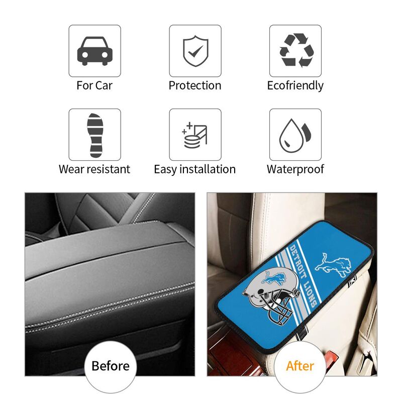 Detroit Lions Print armrest protective cover car armrest box cushion
