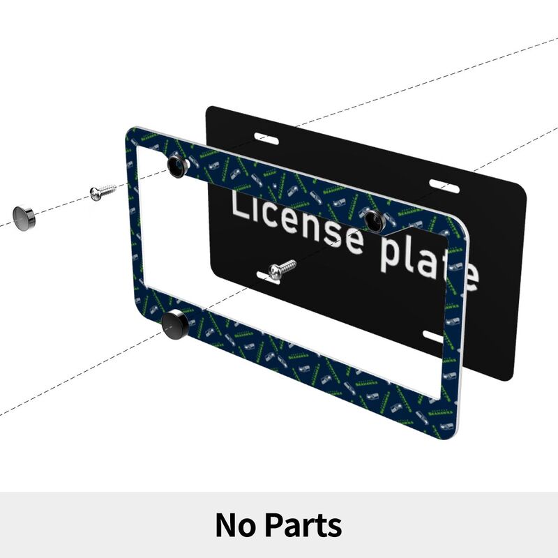 Seattle Seahawks Print front rear license plate holder circular hole license plate holder (one pair)