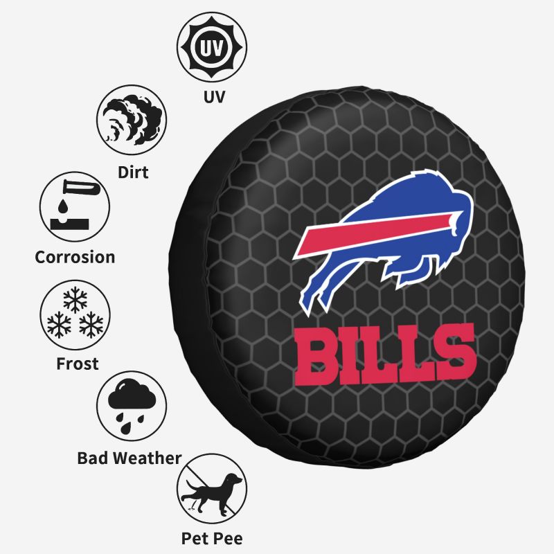 Buffalo Bills Grid printed car tire cover dustproof and waterproof tire cover