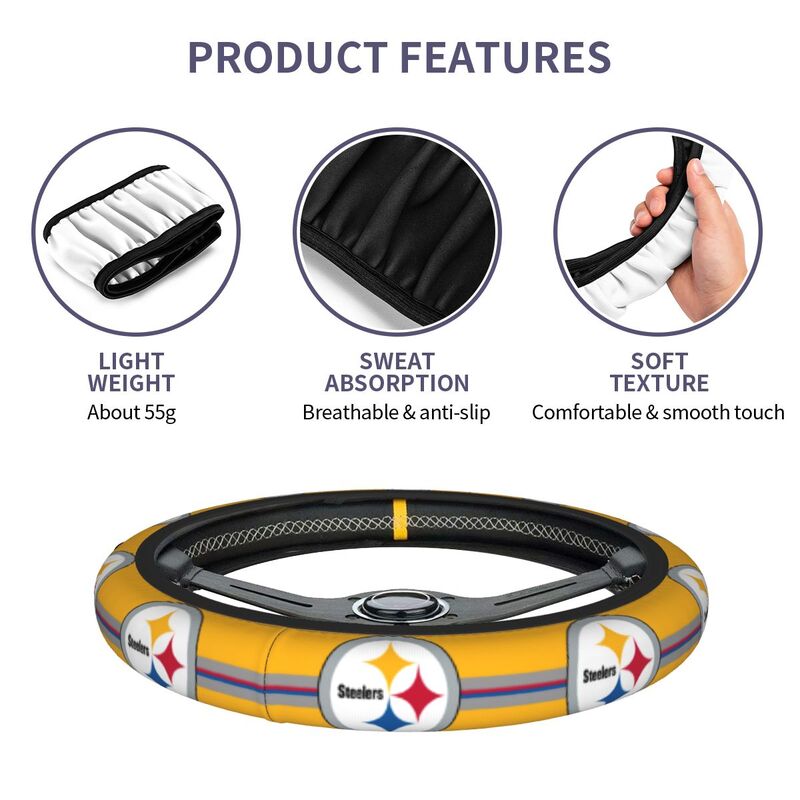 Pittsburgh Steelers 7 Printed breathable elastic steering wheel anti slip cover
