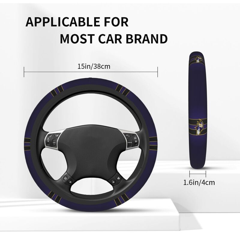 Baltimore Ravens Printed breathable elastic steering wheel cover anti slip cover