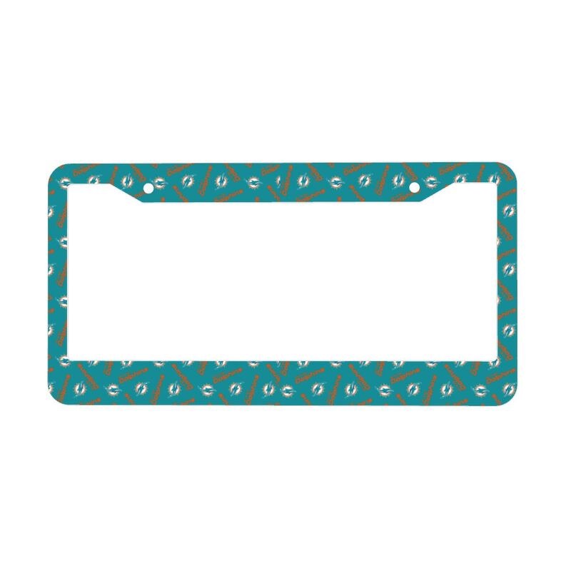 Miami Dolphins Print front rear license plate holder circular hole license plate holder (one pair)