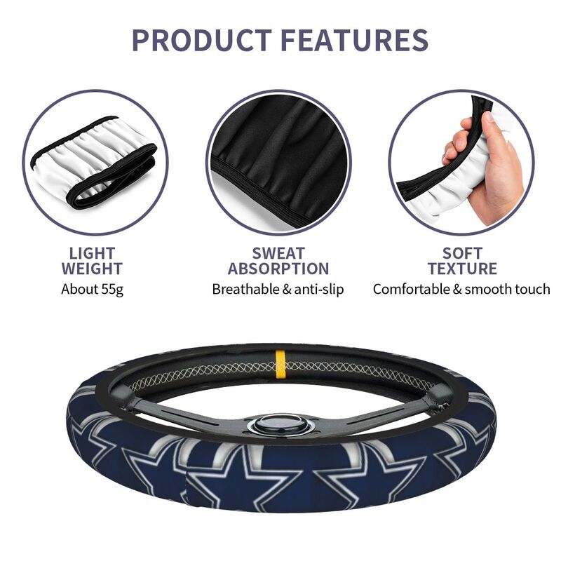 Dallas Cowboys 1 Printed elastic steering wheel cover breathable protective cover