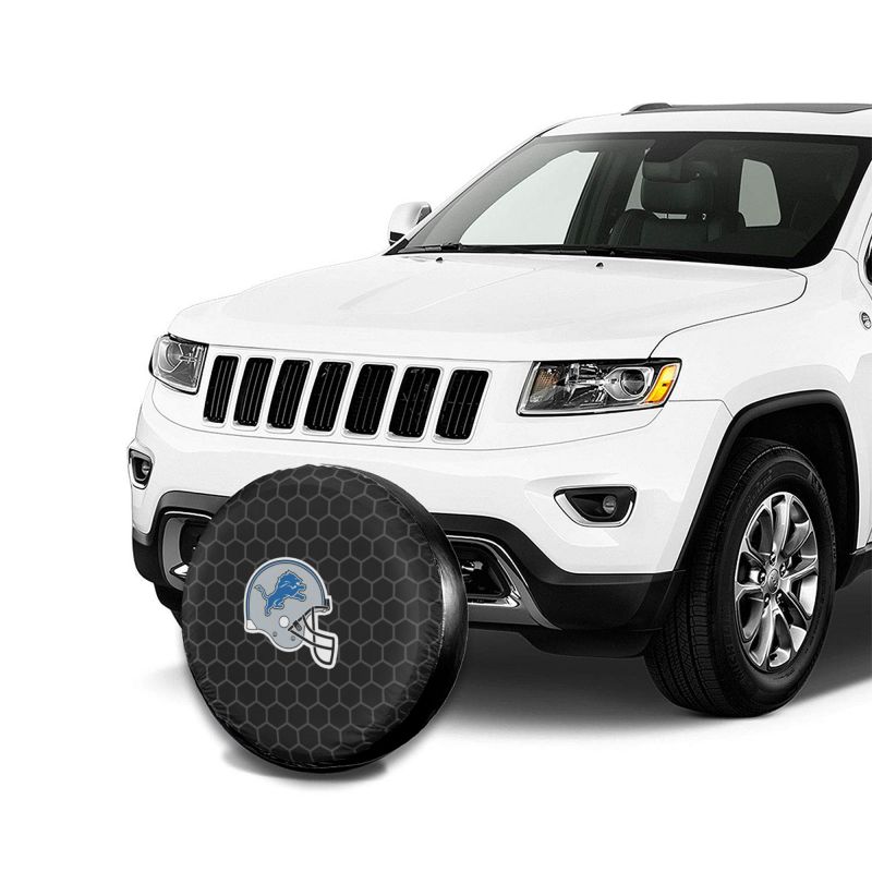 Detroit Lions Grid printed car tire cover dustproof and waterproof tire cover