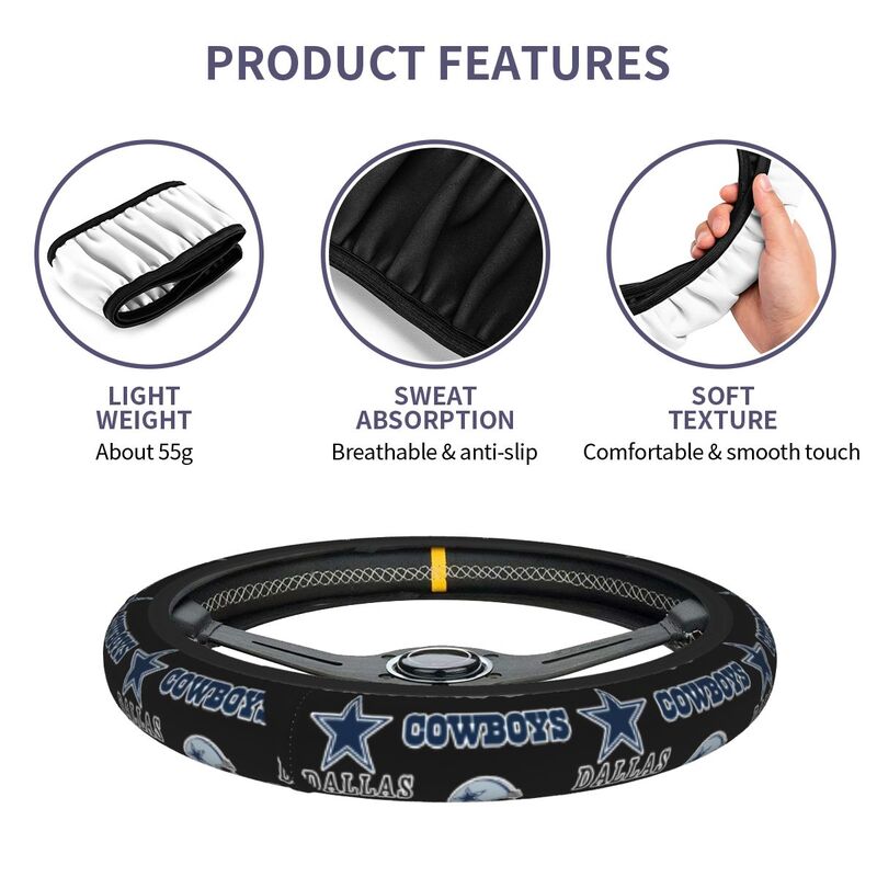 Dallas Cowboys 3 Printed car protective cover elastic steering wheel cover