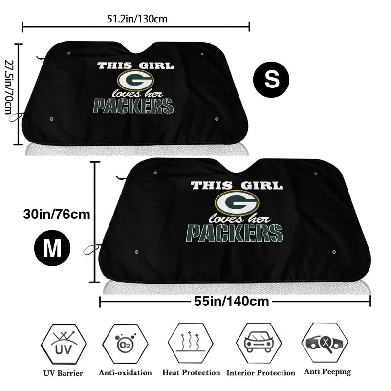 Green Bay Packers Printing multi size car front windshield sunshade car windshield sunshade