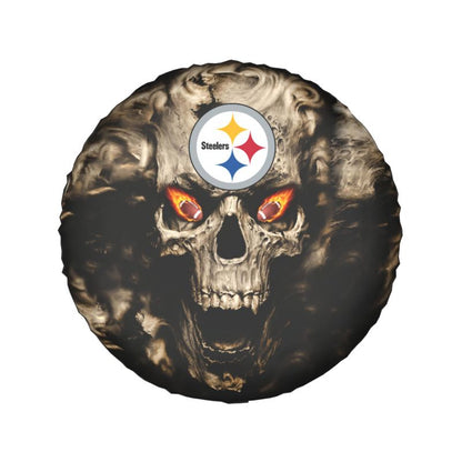 Pittsburgh Steelers print Skull print car tire cover tire dust cover