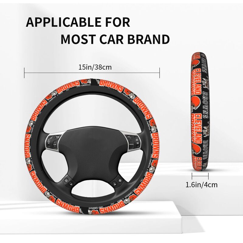 Cleveland Browns Printed car protective cover elastic steering wheel cover