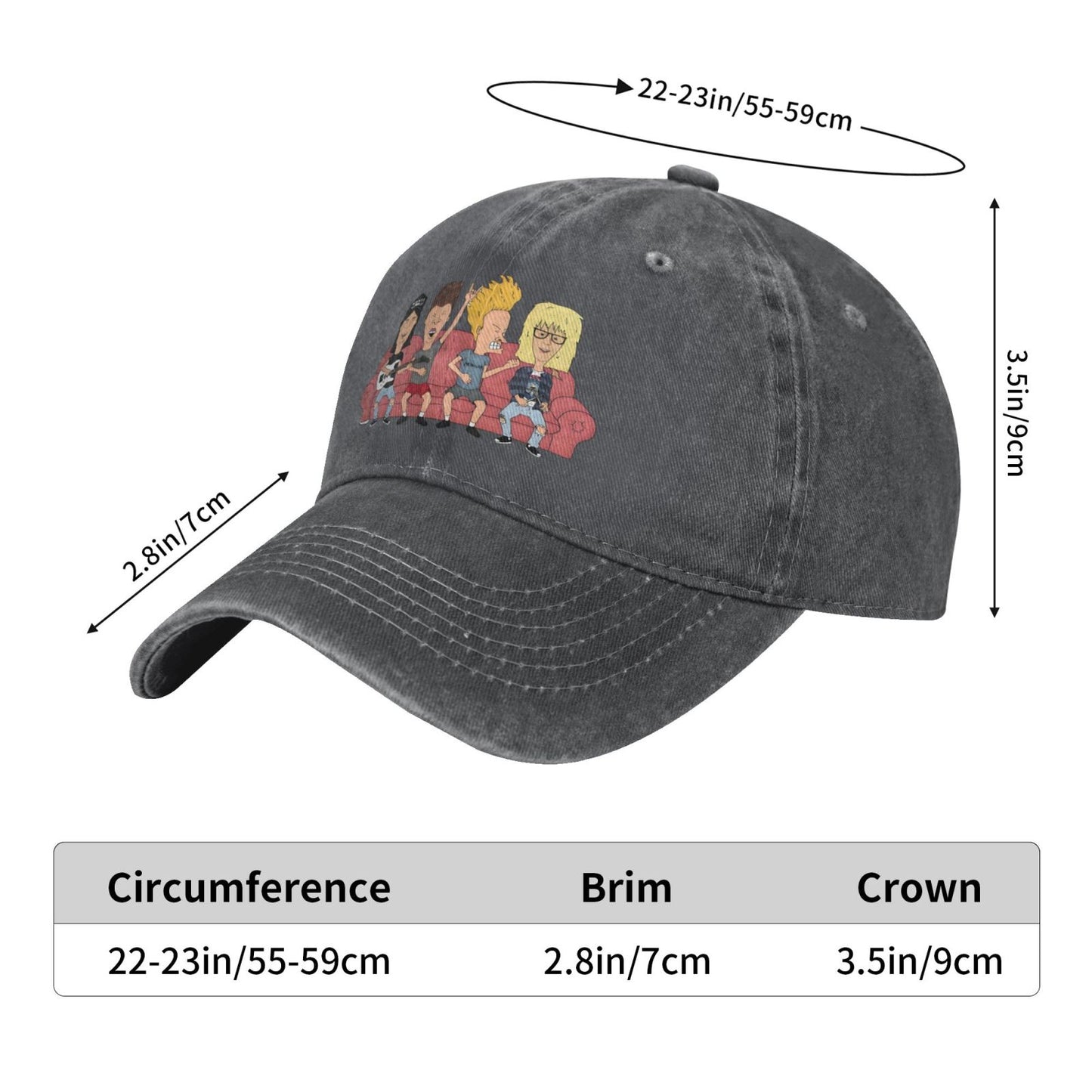 Bevis And Bart Head Printed unisex baseball cap adjustable cap outdoor sun hats trucker hat